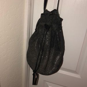 Halston Heritage black and silver bucket bag